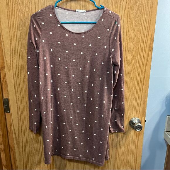 Reborn J Tops - Reborn J Longline Polka Dot Elbow Patch Top Women's Size Medium Longer Length